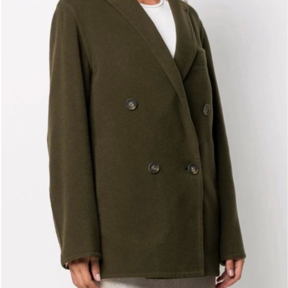 Vince Double Breasted Wool Coat Deep Green Women’s XS Notch Lapel